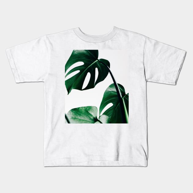 ELEGANT MONSTERA CLUSTER ABSTRACT PATTERN Kids T-Shirt by stephaniek